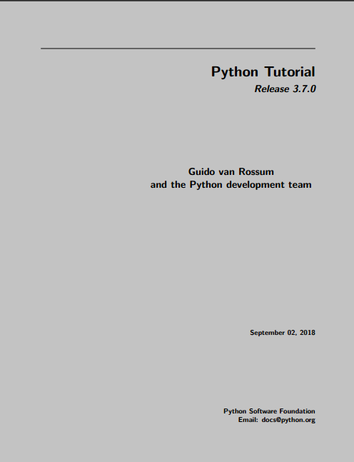 Python Tutorial (official documentation)